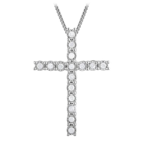 Diamond Muse Diamond Cross Necklace 1/4 Carat Sterling Silver - Picture 2 of 7